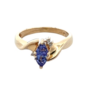 14K Yellow Gold Lavender Tanzanite & Diamond Accented Gemstone Ring