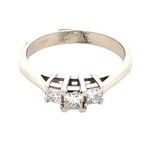 14K White Gold 3-Diamond 1/2 Carat TW Anniversary Ring SZ:7