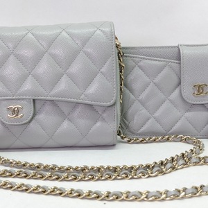 Chanel Grey Flap Phone Holder With Chain 31545015