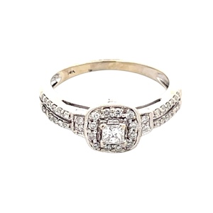 14K White Gold 1/2 Carat TW Diamond Halo Engagement Ring
