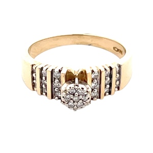 14K Yellow Gold 1/4 Carat TW Diamond Cluster Engagement Ring