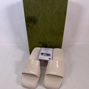 Gucci 60mm Mystic White Rubber Slide Sandals Sz35