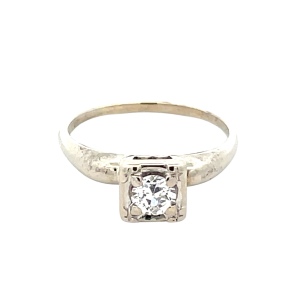 14K White Gold .27 Carat European-Cut Diamond Solitaire Ring