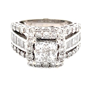 14K White Gold 2-1/4 Carat TW Diamond Cluster Ring