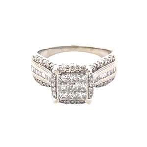 10K White Gold .60 Carat TW Diamond Cluster Ring