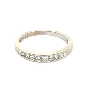 14K White Gold 1/2 Carat TW Princess Diamond Band SZ:6.5