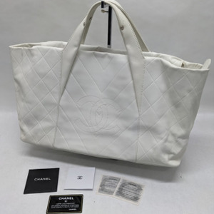 Chanel All Day Long White Leather Tote