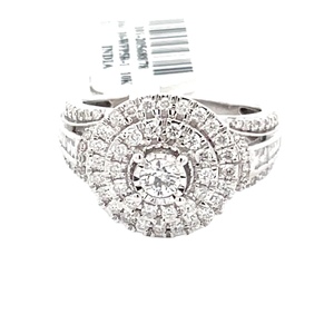 10K White Gold 1.0 Carat TW Diamond Double-Halo Fashion Ring