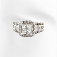 10K White Gold Diamond Halo Engagement Ring 1.0 Carat TW Size: 4.75