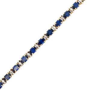 10K Yellow Gold Lab-Created Blue Sapphire Tennis Bracelet 7 in. 