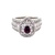 14K White Gold Double Diamond Halo Ruby Cocktail Ring