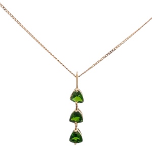 10K Yellow Gold 18 in. Green Gemstone  Necklace