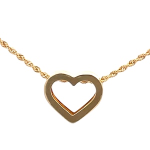 14K Yellow Gold Heart Pendant on a Rope Chain