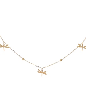 14K Yellow Gold Dragonfly Necklace