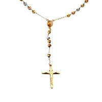 14K Gold Tri-Color Beaded Rosary 24 in. 