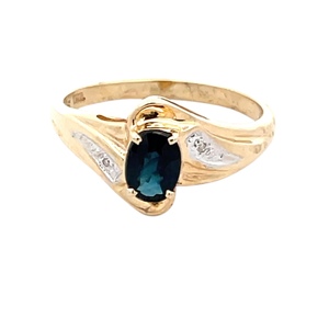 10K Yellow Gold Synthetic Blue Sapphire Fashion Ring