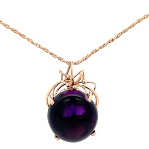 14K Yellow Gold Cabochon Amethyst Necklace 16 in. 