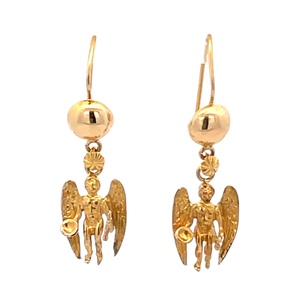 18K Yellow Gold Angels With Wings Earrings