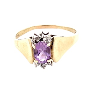 10K Yellow Gold Synthetic Amethyst Gemstone Ring