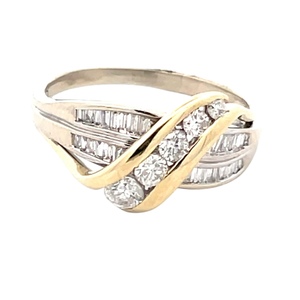 14K White Gold 3/4 Carat TW Diamond Crossover Fashion Ring