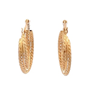 14K Yellow Gold  1 in. Double Cable Hoop Earrings