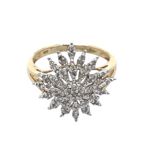 10K White Gold 1/4 Carat TW Diamond Starburst Fashion Ring