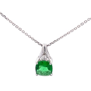 10K White Gold Green & White Cubic Zirconia Crystal Necklace