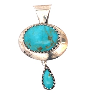 Native American L. James Turquoise Pendant 