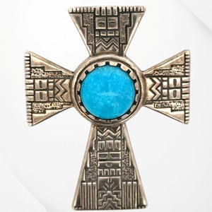 Roderick Tenorio RMT Gentle Rain Turquoise Cross Pendant
