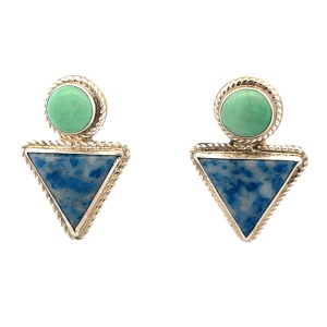 Carolyn Pollack Lapis and Varascite Gemstone Earrings