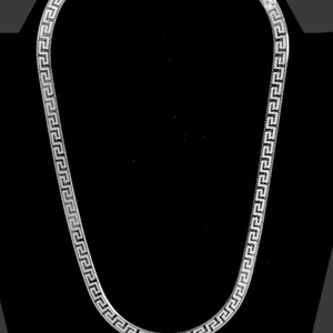 925 Sterling Silver 20 in. Aztec Print Herringbone Necklace 23.5g
