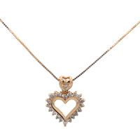 14K Yellow Gold  18 in. 1/2CTW Diamond Heart Necklace