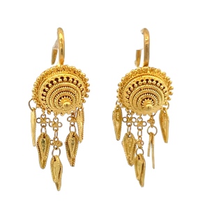 18K Yellow Gold Indian French Wire Earrings