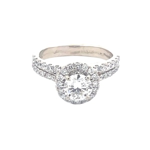 Ladies 14K White Gold 1-1/4 Carat TW Diamond Halo Bridal Set 