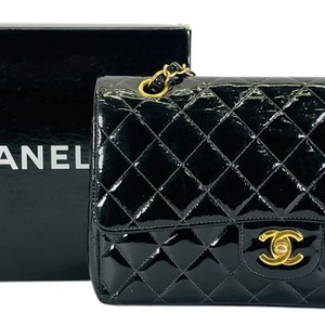 Chanel Patent Quilted Jumbo Double Flap Black 