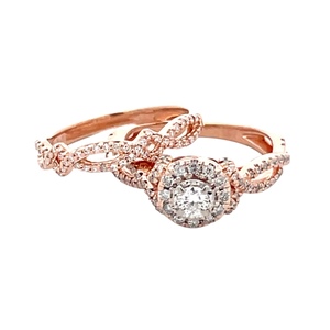 10K Rose Gold 1.0CTW Diamond Bridal Set SZ:5.5