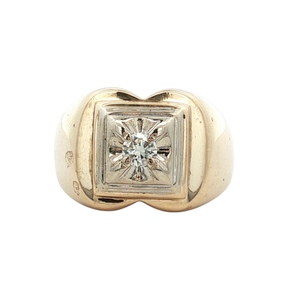 Gents 10K Yellow Gold 1/5Ct Diamond Solitaire Ring SZ:8