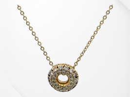 18K Yellow Gold 14 in. 1/2 Carat TW Diamond Donut Necklace