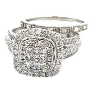 Ladies 10K White Gold 1-1/4 Carat TW Bridal Set