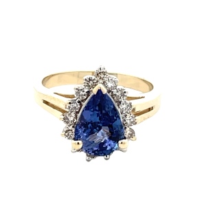 14K Yellow Gold 1/2CTW Diamond & Tanzanite Gemstone Ring SZ:7, 4.8g