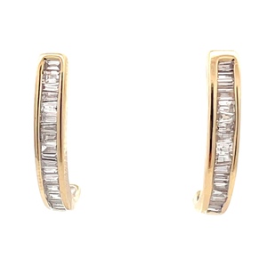 14K Yellow Gold 1/2CTW Baguette Diamond Earrings 3.2g