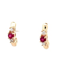 14K Yellow Gold Ruby & Diamond Earrings