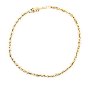 8" Gold Rope Bracelet 14k Yellow Gold 3.1g
