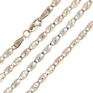 14K Tri-Color Gold 22 in. Valentino Chain