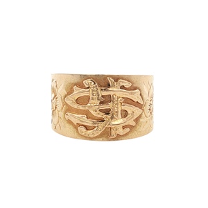 14K Yellow Gold Carved 10mm Band SZ:5.5