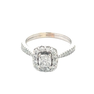 Ladies 14K White Gold 1.0 Carat TW Diamond Halo Bridal Set