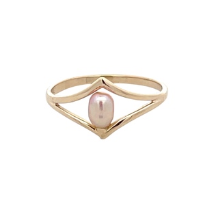14K Yellow Gold Pearl Gemstone Ring SZ:5