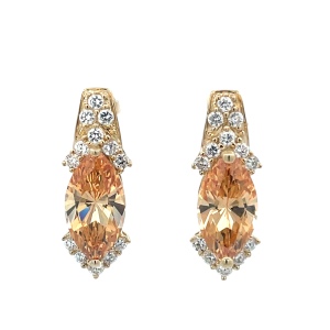 10K Yellow Gold Citrine Crystal Earrings