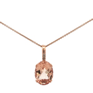 10K Rose Gold 18 in.Morganite Gemstone Necklace 3.6g