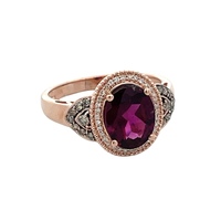 Synthetic Ruby and Diamond Gold Ring 1/2ctw 10k Rose Gold 3.8g